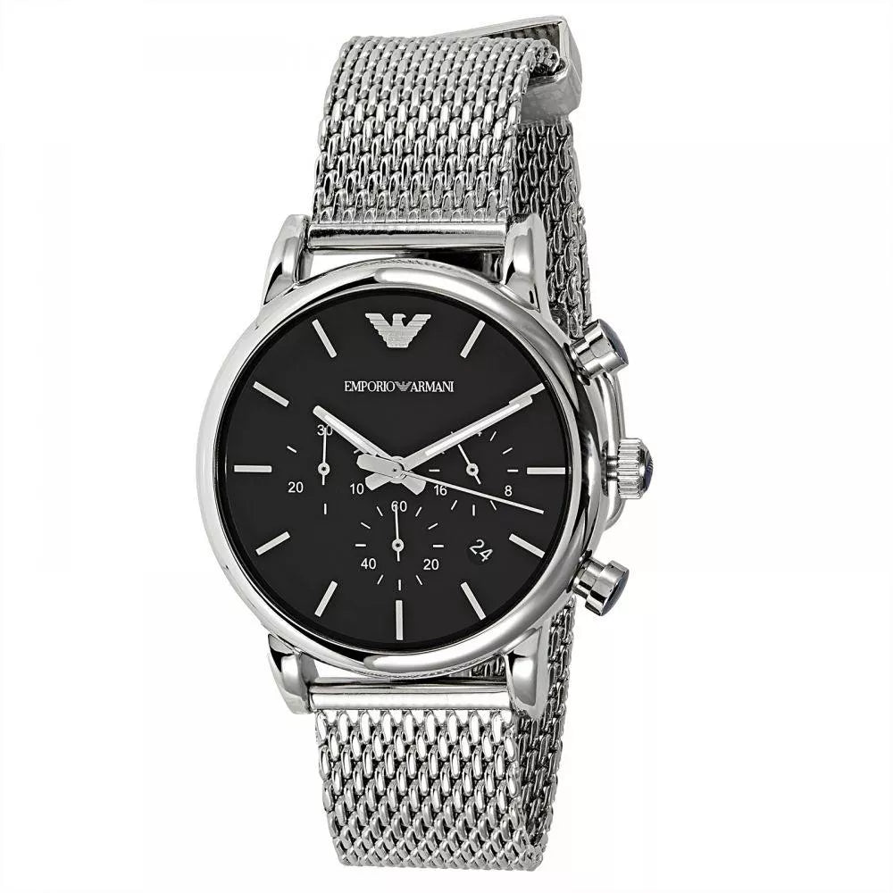EMPORIO ARMANI Classic Watches – Men\'s Dial Chronograph Big Daddy Steel Black AR1811 Watch
