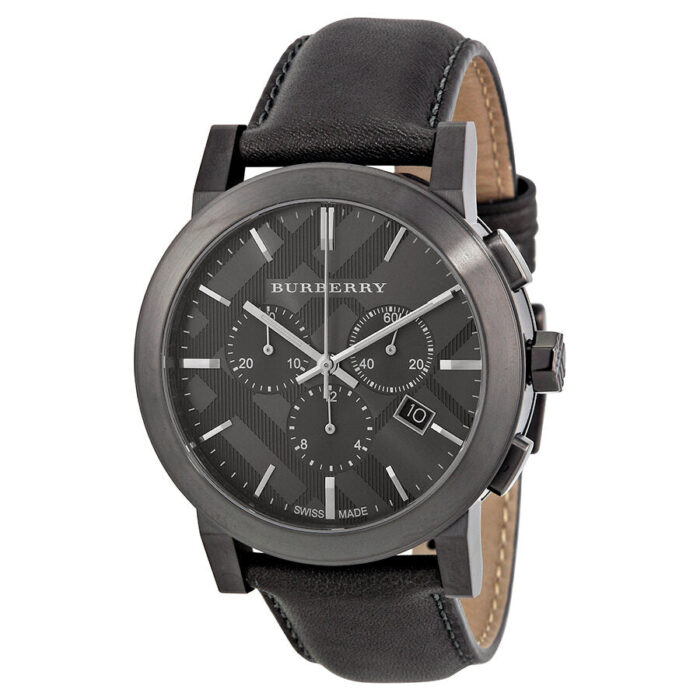 Burberry Chronograph Dark Grey Dial Dark Grey Leather Men's Watch BU9364 - BigDaddy Watches